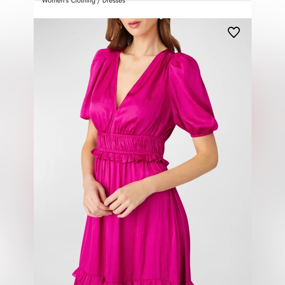 Shoshanna Fuchsia V-Neck Smocked Waist Mini Dress